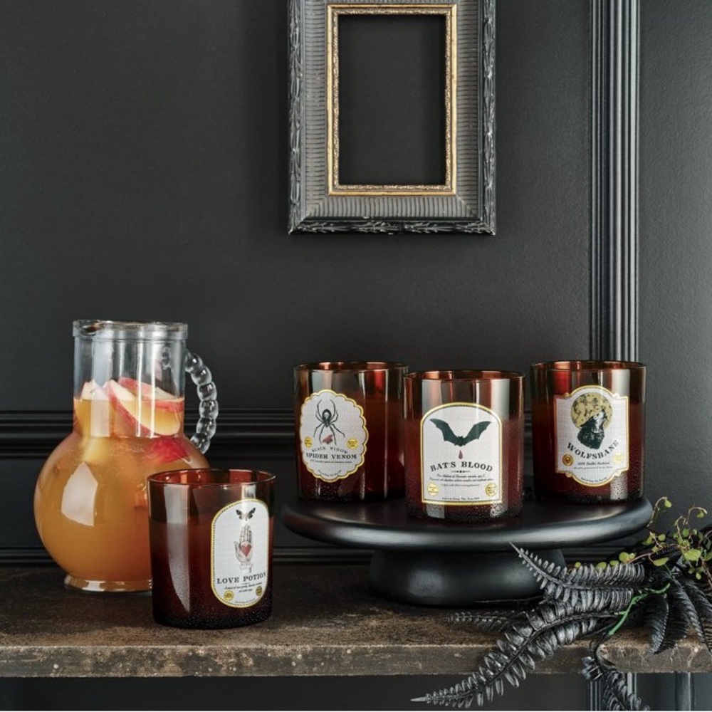 Amber Glass Halloween Apothecary Witchy Drinkware Set of 4